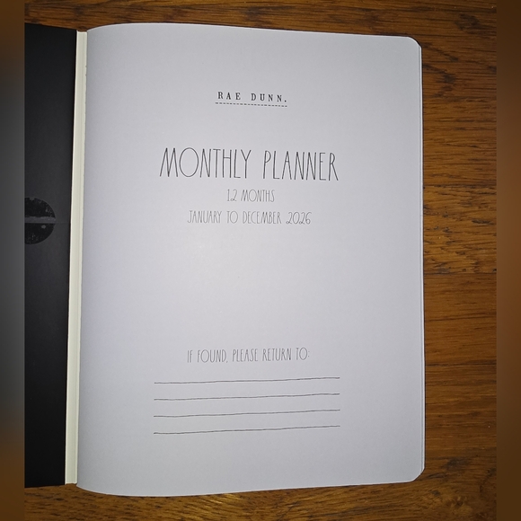 New Rae Dunn 2026 Monthly Planner 12-month Black/Ivory Stripes Calendar - Picture 3 of 13